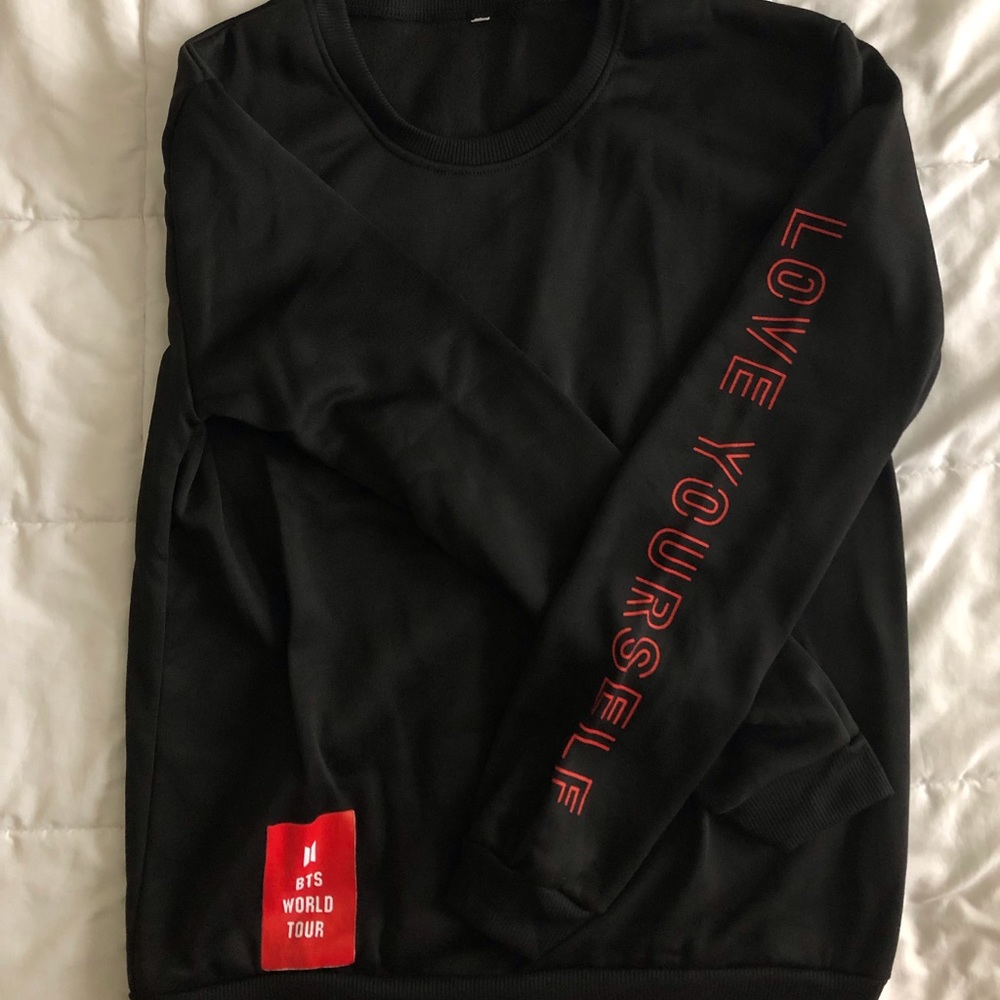 BTS MERCH | BLACK SWEATSHIRT WITH RED DETAILING